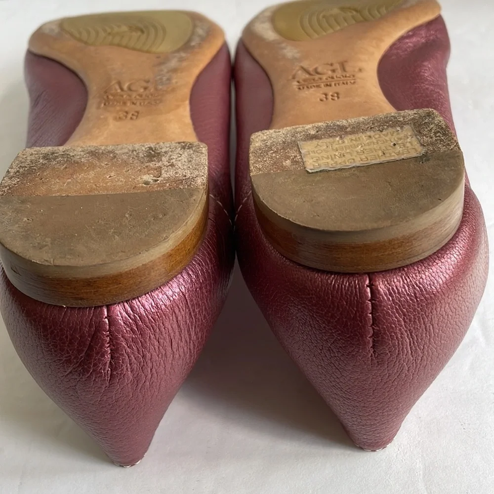 AGL Womans 38 flats shoes Pink Leather Ballet